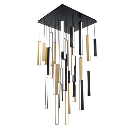 Modern Forms Chaos 41 Light 36" Wide LED Suspension Multi Light Pendant Black / Aged Brass