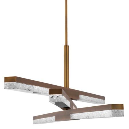Modern Forms Minx 3 Light 48" Wide LED Linear Chandelier with Reclaimed K5 Crystal Shades Aged Brass