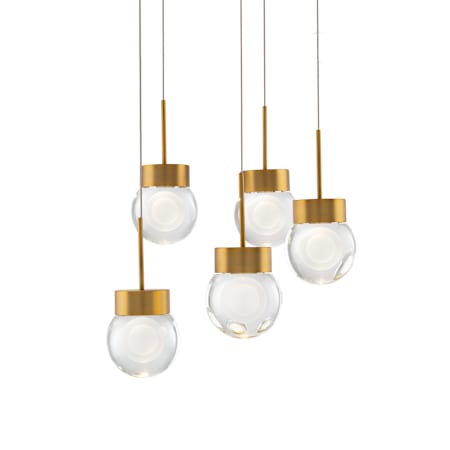 Modern Forms Double Bubble 5 Light 17" Wide LED Suspension Multi Light Pendant Aged Brass