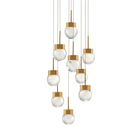 Modern Forms Double Bubble 9 Light 17" Wide LED Suspension Multi Light Pendant Aged Brass