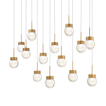 Modern Forms Double Bubble 14 Light 10" Wide LED Suspension Multi Light Pendant Aged Brass