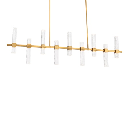 Modern Forms Cinaplex 57" Wide LED Linear Chandelier with Artisanal Mouth-Blown Textured Glass Shades Aged Brass