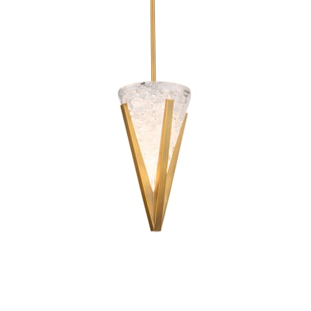 Modern Forms Kiernan 8" Wide LED Crystal Mini Pendant with Artisanal Reclaimed K5 Crystal Shade Aged Brass