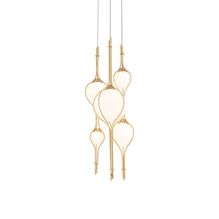 Modern Forms Skyla 12" Wide LED Multi Light Pendant with Opal Glass Shades Vintage Brass