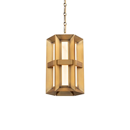 Modern Forms Austen 10" Wide LED Mini Pendant with Natural Jade Stone Shades Aged Brass