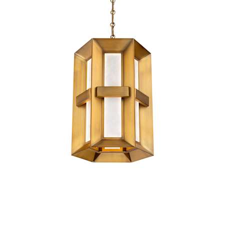 Modern Forms Austen 16" Wide LED Pendant with Natural Jade Stone Shades Aged Brass