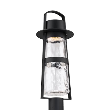 Modern Forms Balthus 23" Tall LED Post Light with Clear, Hammered Glass Shade Black