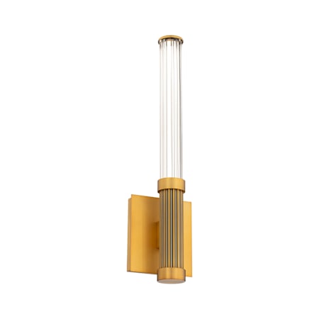Modern Forms Ribeye 19" Tall LED Wall Sconce with Reeded Glass Shade Aged Brass