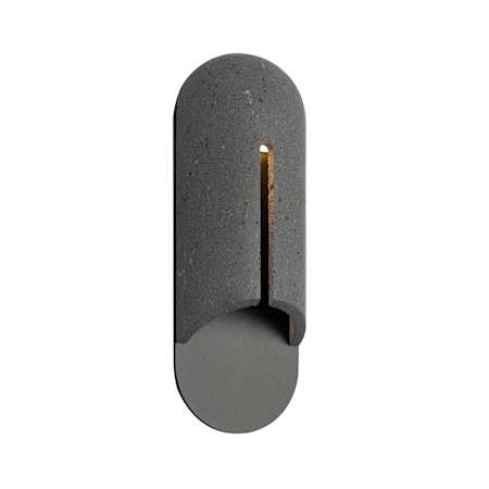 Modern Forms Clog 16" Tall LED Outdoor Wall Sconce with Textured Stone Shade - 3500K Basalt Stone / Black