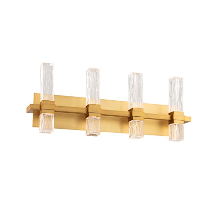 Modern Forms Cinaplex 4 Light 25" Wide LED Vanity Light with Clear, Textured Glass Shades Aged Brass