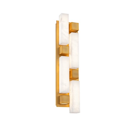 Modern Forms Voxxel 25" Tall LED Wall Sconce with Natural Spanish Alabaster Shades Aged Brass