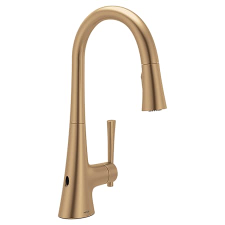 Moen Kurv 1.5 GPM Single Hole Pull Down Kitchen Faucet with Hands Free Capability Bronzed Gold