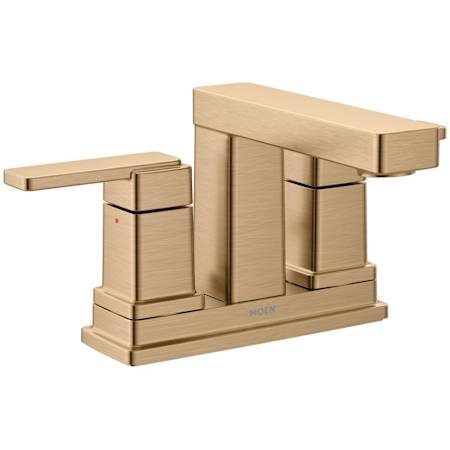 Moen Iver 1 GPM Centerset Bathroom Faucet with Pop-Up Drain Assembly Bronzed Gold