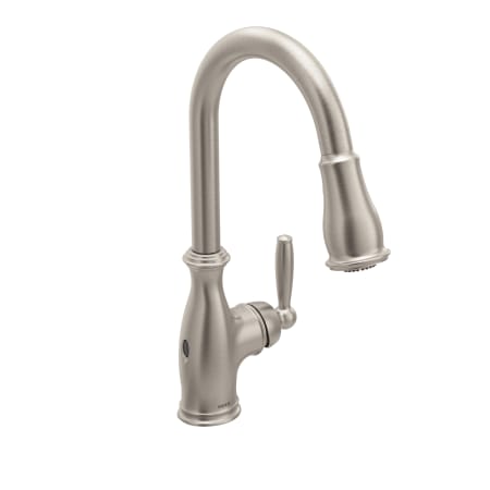Moen Brantford 1.5 GPM Single Hole Pull Down Kitchen Faucet with Duralast, Duralock, MotionSense, PowerClean, and Reflex Technology - Includes Escutcheon Spot Resist Stainless