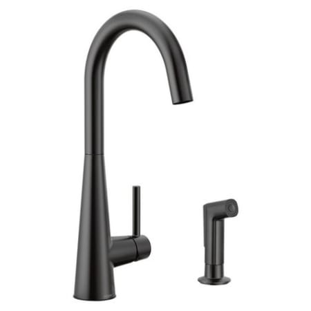 Moen Sleek Single Handle Kitchen Faucet with Sidespray Matte Black
