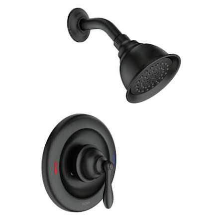 Moen Single Handle Posi-Temp Pressure Balanced Shower Trim with Shower Head from the Caldwell Collection (Valve Included) Matte Black