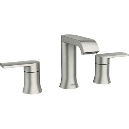 Moen Genta 1.2 GPM Widespread Bathroom Faucet with Lift Rod Drain Assembly and Duralock Technology Spot Resist Brushed Nickel