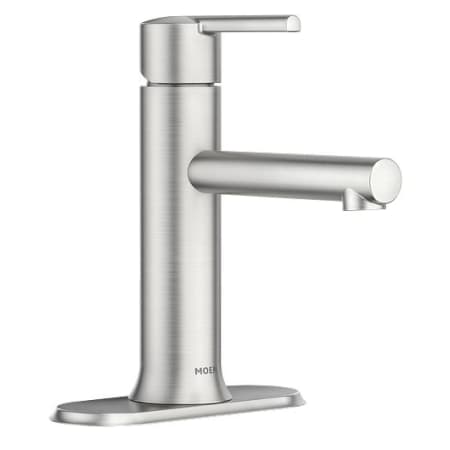 Moen Arlys 1.2 GPM Single Hole Bathroom Faucet with Pop-Up Drain Assembly and Duralast Technology Spot Resistant Brushed Nickel