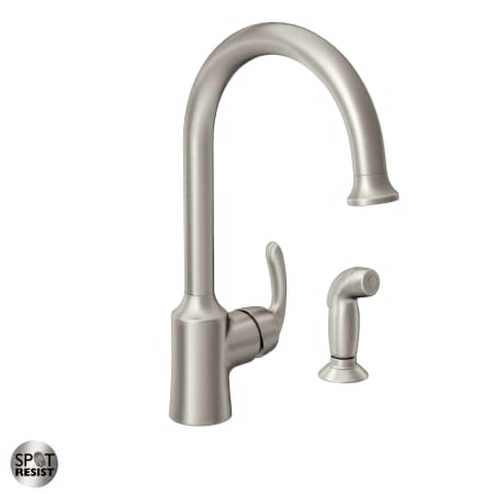 Moen Bayhill High Arc Kitchen Faucet with Side Spray and Metal Lever Handle Spot Resist Stainless