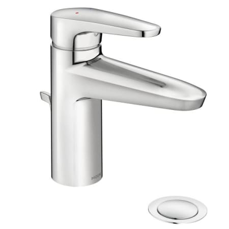 Moen M-Dura Single Hole Bathroom Faucet with Metal Pop-Up Drain Assembly Chrome