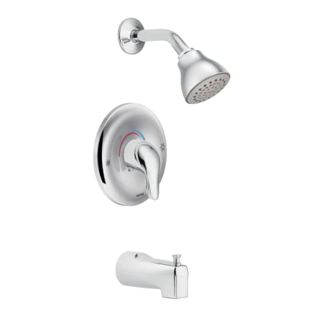 Moen Posi-Temp Pressure Balanced Tub and Shower Trim with 2.5 GPM Shower Head and Tub Spout from the Chateau Collection (Valve Included) Chrome