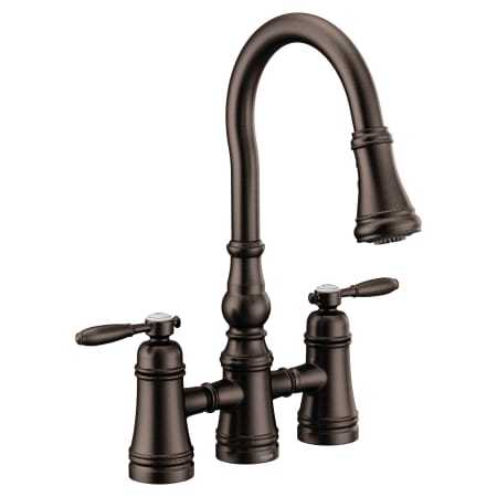 Moen Weymouth 1.5 GPM Bridge Pull Down Kitchen Faucet Oil Rubbed Bronze