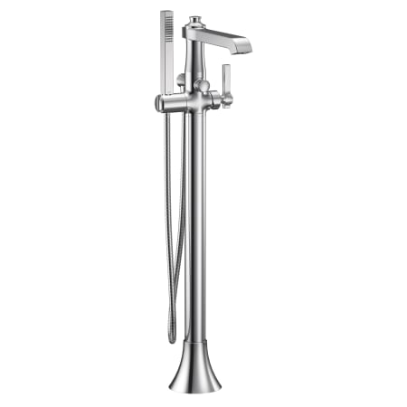 Moen Flara Floor Mounted Tub Filler with Built-In Diverter - Includes Hand Shower Chrome
