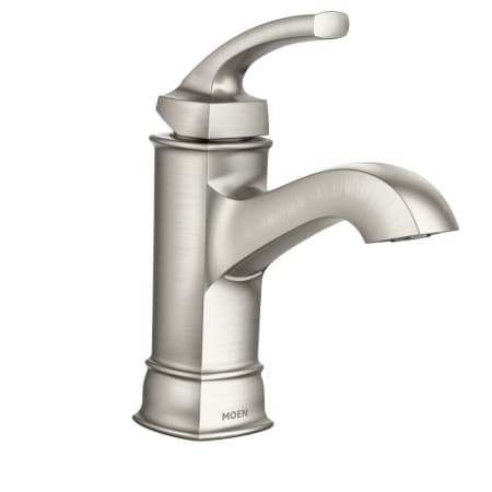 Moen Hensley 1.2 GPM Single Hole Bathroom Faucet - Includes Metal Pop-Up Drain Assembly and Escutcheon Spot Resist Brushed Nickel