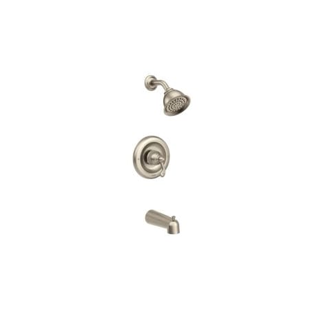 Moen Traditional Tub and Shower Trim Package with Single Function Shower Head - Less Valve Spot Resist Brushed Nickel