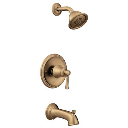 Moen Dartmoor Tub and Shower Trim Package with 1.75 GPM Single Function Shower Head Bronzed Gold