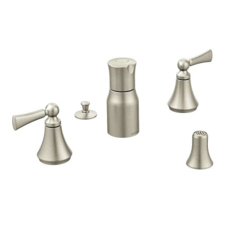 Moen Wynford Double Handle Widespread Bidet Faucet with Pop-Up Waste Assembly Brushed Nickel