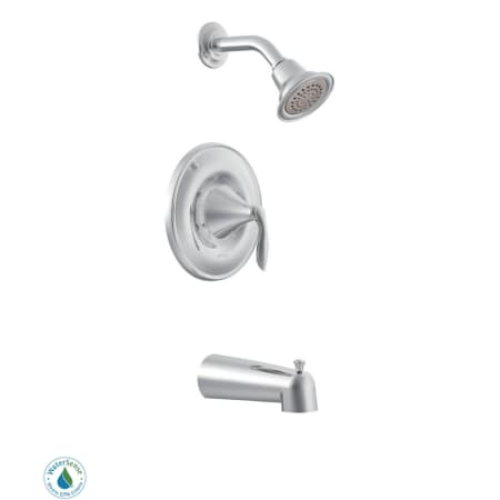 Moen Posi-Temp Pressure Balanced Tub and Shower Trim with 1.75 GPM Shower Head and Tub Spout from the Eva Collection (Less Valve) Chrome