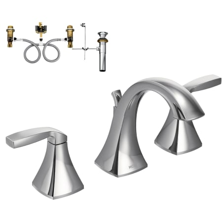 Moen Double Handle Widespread Bathroom Faucet from the Voss Collection (Valve Included) Chrome