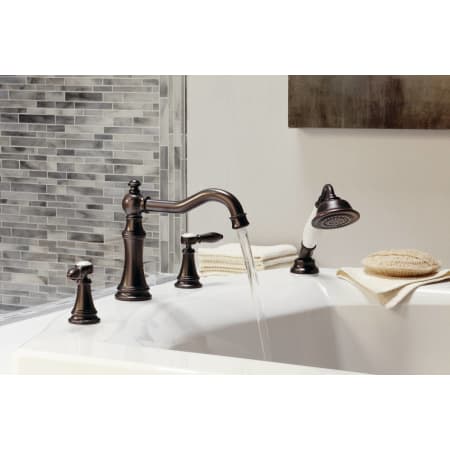 Moen-TS21104-Installed Roman Tub Faucet in Oil Rubbed Bronze