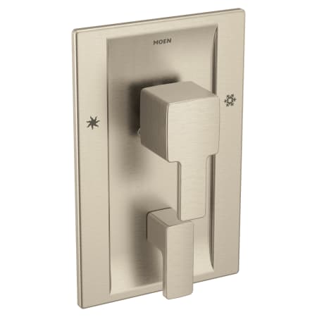 Moen 90 Degree 3 Function Pressure Balanced Valve Trim Only with Double Lever Handles, Integrated Diverter - Less Rough In Brushed Nickel