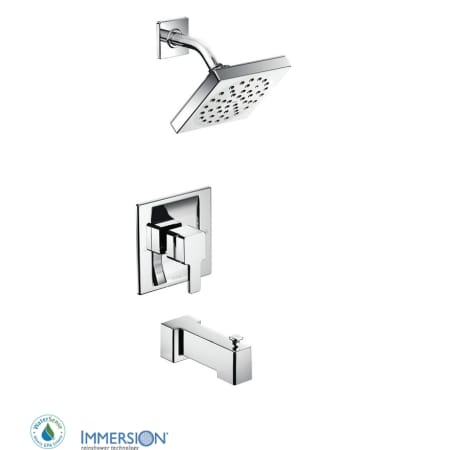 Moen Posi-Temp Pressure Balanced Tub and Shower Trim with 1.75 GPM Shower Head and Tub Spout from the 90 Degree Collection - Less Valve Chrome