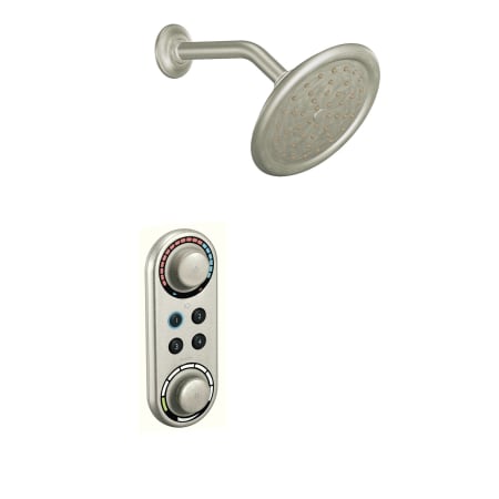 Shower Head and Digital Control in Brushed Nickel