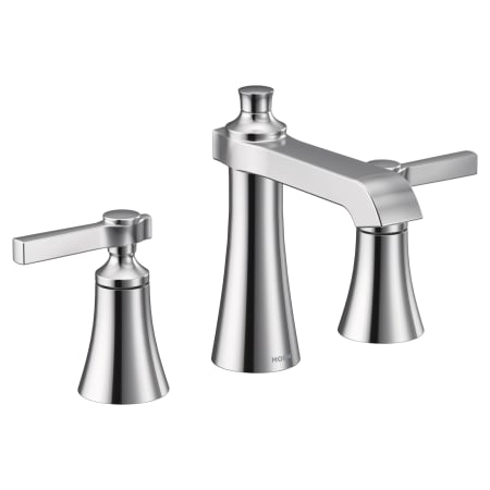 Moen Flara 1.2 GPM Widespread Bathroom Faucet with Duralock and Duralast Cartridge Chrome