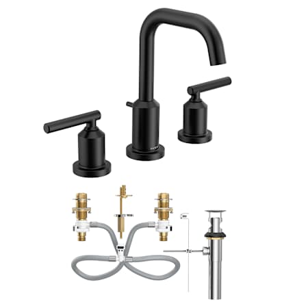 Moen Gibson 1.2 GPM Widespread Bathroom Faucet with Pop-Up Drain Assembly Matte Black