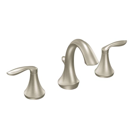 Moen Eva 1.2 GPM Widespread Bathroom Faucet with Rough-in Valve and Pop-Up Drain Assembly included Brushed Nickel