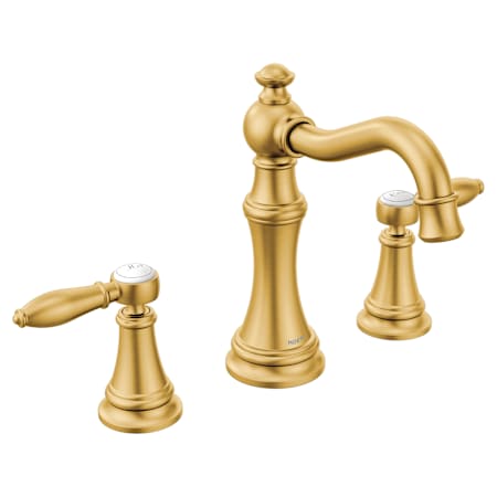 Moen Weymouth 1.2 GPM Widespread Bathroom Faucet with Pop-Up Drain Assembly Brushed Gold