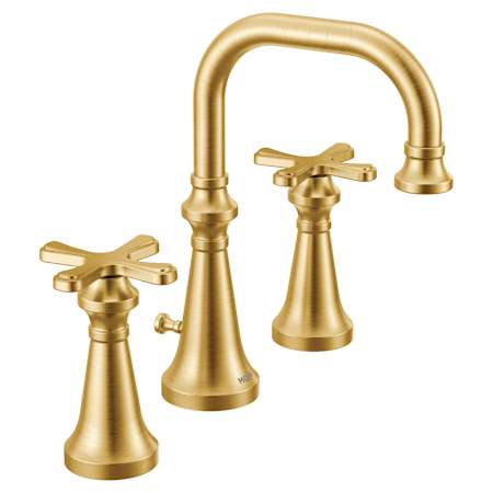 Moen Colinet 1.2 GPM Widespread Bathroom Faucet with Pop-Up Drain Assembly Brushed Gold