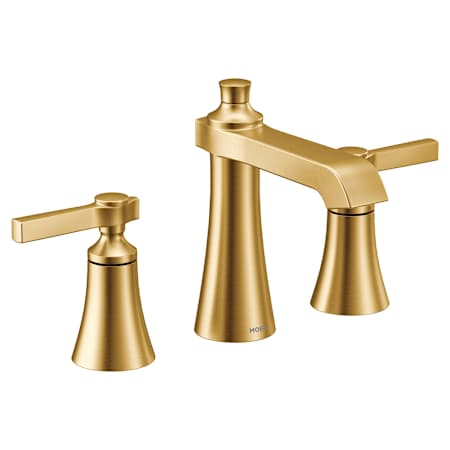 Moen Flara 1.2 GPM Widespread Bathroom Faucet with Pop-Up Drain Assembly Brushed Gold