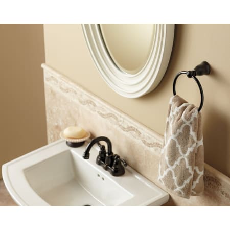 Moen-YB1086-Bronze towel ring in bathroom