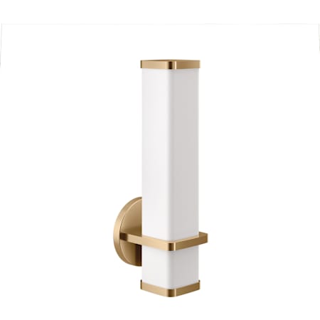 Moen Iver 15" Tall Bathroom Sconce with White Glass Shade Bronzed Gold