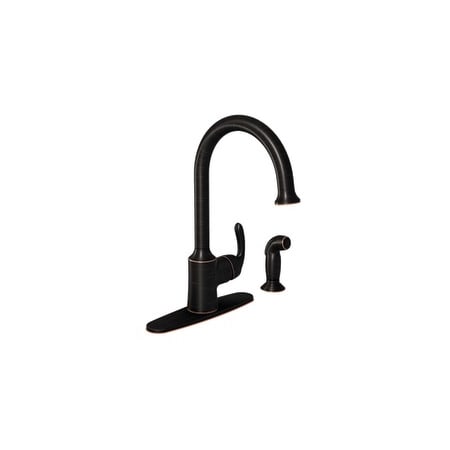 Moen Bayhill High Arc Kitchen Faucet with Side Spray and Metal Lever Handle Mediterranean Bronze