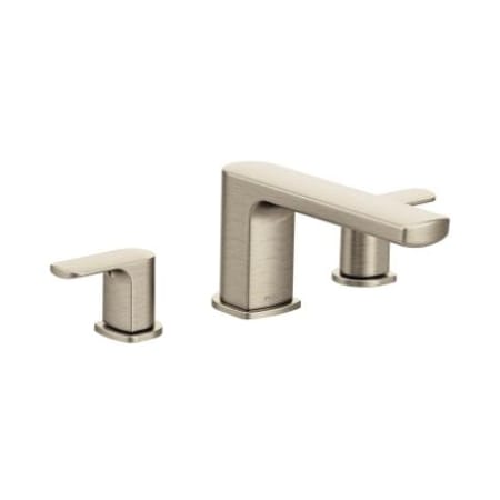 Moen Rizon Double Handle Low Arc Deck Mounted Roman Tub Filler (Less Valve) Brushed Nickel