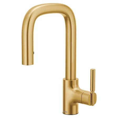 Moen Tenon 1.5 GPM Single Hole Pull Down Bar Faucet with Reflex, Power Boost, Duralock, and Duralast Technologies Brushed Gold