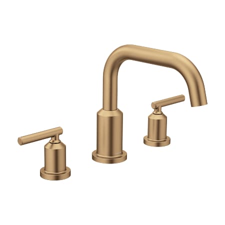Moen Gibson Widespread Deck Mounted Roman Tub Filler Trim with Two Handles - Less Rough In Valve Bronzed Gold