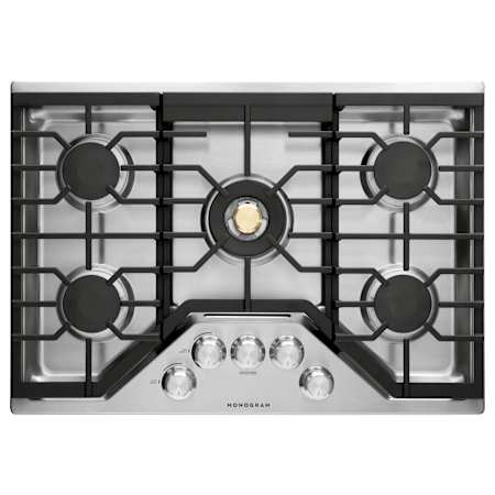Monogram 30 Inch Wide 5 Burner Natural Gas Cooktop Stainless Steel
